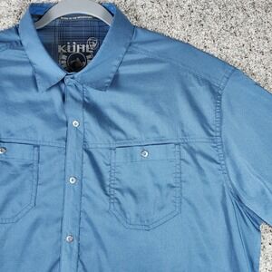 Kühl Button Down Shirt Mens XL Blue Snap Front Hiking Outdoor Excellent